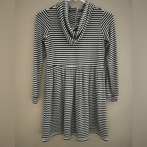 Billabong NWOT black white striped hooded dress girl’s size M - Picture 3 of 4